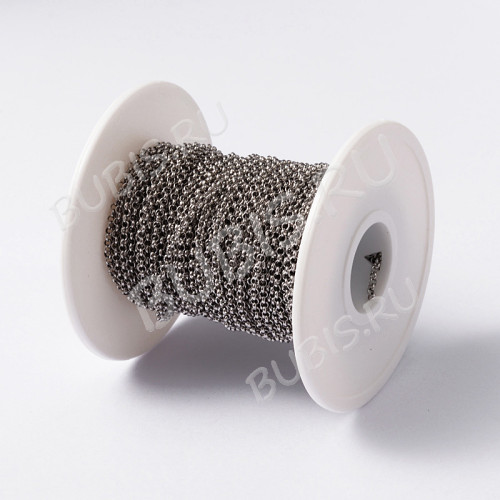 Цепочка S98 Ювелирная сталь Ролло (Rolo) 2*2*0,8мм цвет платины (Хирургическая сталь) (50см)