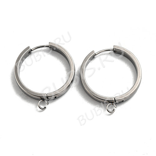 Швензы-кольца №23 стальные Конго с петелькой 24*4мм цвет платины (Хирургическая сталь)(1 пара)