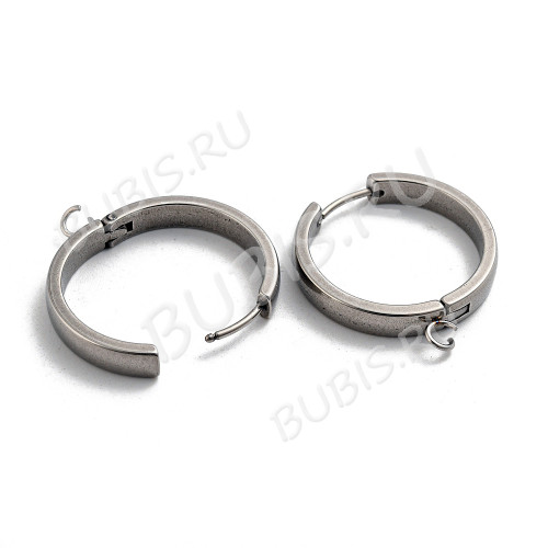 Швензы-кольца №23 стальные Конго с петелькой 24*4мм цвет платины (Хирургическая сталь)(1 пара)