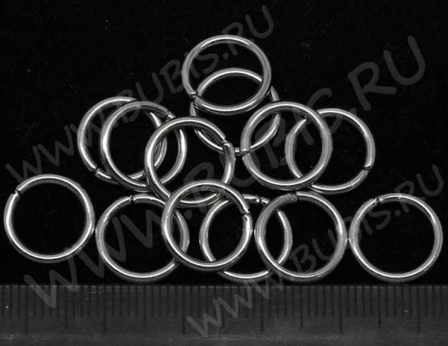 Колечки обычные толстые 14*1,5мм цвет платины (Iron) (10шт.)