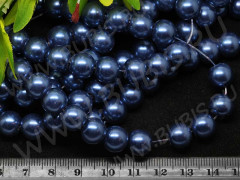 (СКИДКИ!!!) Бусина &quot;жемчуг&quot; 10мм синяя (стекло) (10шт.)