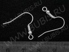 Швензы-крючки №014 с пружинкой и шариком 20*18,5мм серебристые (Brass) (1 пара)