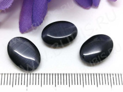 Бусина каменная Овал 40 14*10*4мм Кошачий глаз т.серый (камни)