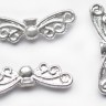 Купить Бусина 183 Крылья 06 3D с завитками 22*7*3мм серебристые (литьё) с доставкой по России