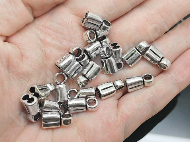 Концевик 053 двойной 13,5*7,5*6мм античное серебро (литьё)