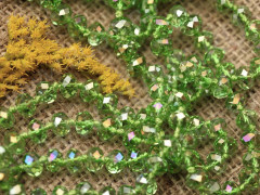 (ОПТ) Бусина Абакус гранёный 8*8*5,5мм св.зелёный с АВ прозрачный (имитация Сваровски) (НИТЬ)