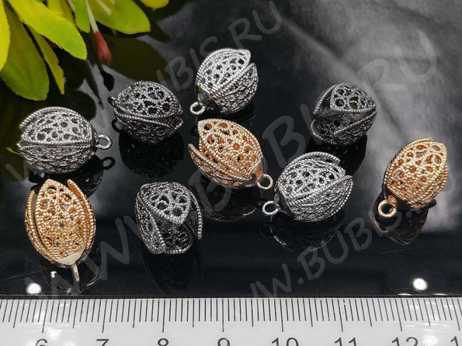 Концевик 070 Тюльпанчик ажурный 18*10,5*10,5мм цвет платины (Milano LUX) (Brass)