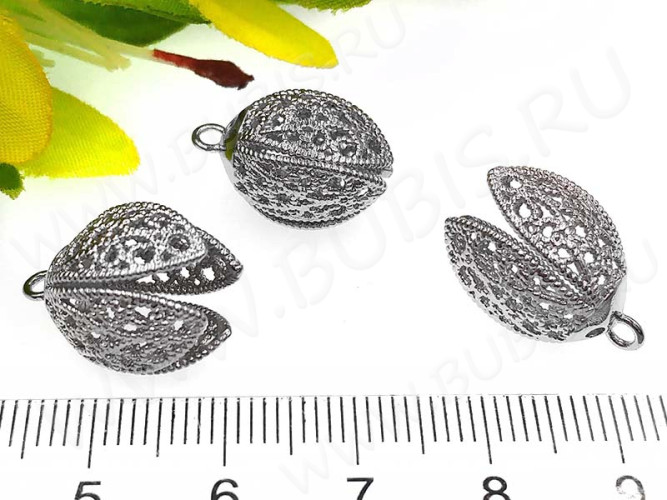 Концевик 070 Тюльпанчик ажурный 18*10,5*10,5мм цвет платины (Milano LUX) (Brass)