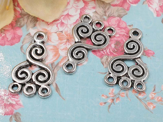 021 Коннектор Волны 21*13*1,2мм античное серебро (литьё)