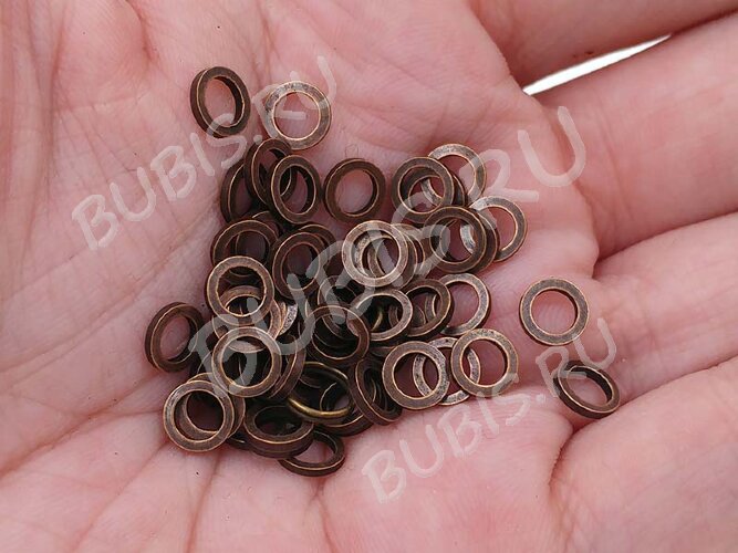 Кольцо декоративное 19 Ронделька плоская 6*6*1мм античная медь (Brass) (10шт.)