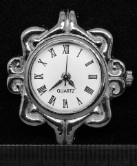 Заготовка для часов 131 с римскими цифрами Завитки 31*28,5*7,1мм цвет платины+белый (часы)