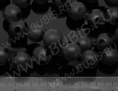 Бусина округлая матовая с частичной огранкой 12мм чёрная непрозрачная (стекло)