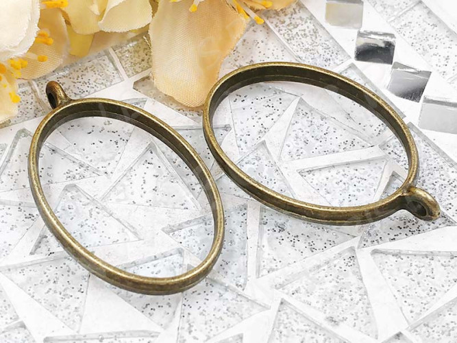 Подвеска Рамка 01 овал 39*24*5,8мм античная бронза (литьё)