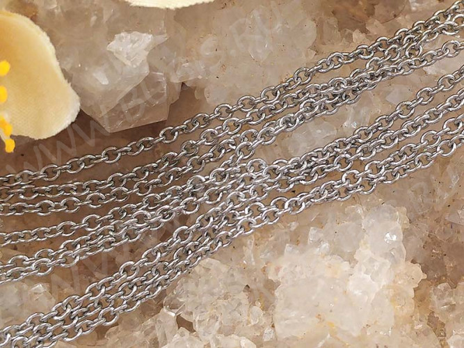 Цепочка S10 Ювелирная сталь 2*1,6*0,4мм цвет платины (Хирургическая сталь) (50см)