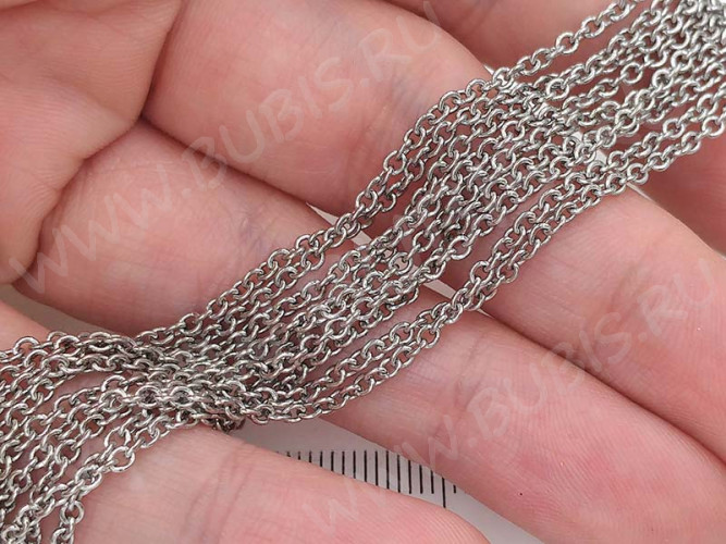 Цепочка S10 Ювелирная сталь 2*1,6*0,4мм цвет платины (Хирургическая сталь) (50см)