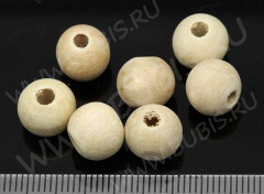 Бусина Округлая 10*9мм натуральная неокрашенная (дерево) (10шт.)