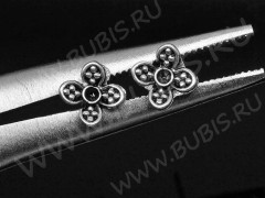 Пуссеты (&quot;гвоздики&quot;) №089 Цветочек 18,5*8*13мм античное серебро (литьё) (1 пара)