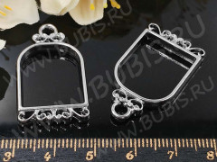 Подвеска Рамка 15 Клетка с узорами 32*19*3,5мм цвет платины (литьё)