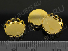 Подвеска-сеттинг Круг 05 коннектор (сеттинг 10мм) 11*11*2,85мм золотистый (Brass)
