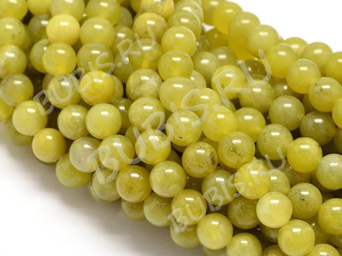 (ОПТ) Бусина округлая 6мм Перидот желтый (камни) (НИТЬ)
