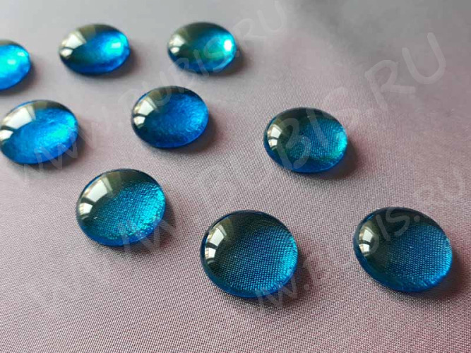 Кабошон Фьюзинг Круглый 20мм Светло-голубой прозрачный