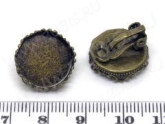Основы для клипс №16 с сеттингом 15мм 16,5*16,5*11мм античная бронза (Brass) (1 пара)