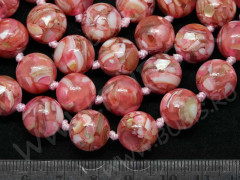 (ОПТ) Бусина округлая Мозаика 07 с перламутром 12мм т.розовая (камни) (НИТЬ)