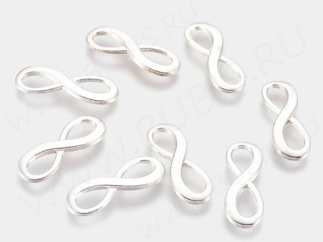 205 Коннектор Восьмёрка Бесконечность для браслетов 24*8,5*2,4мм серебристый (литьё)