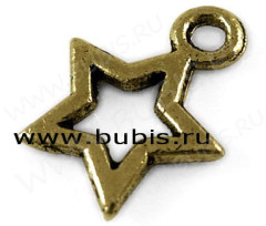 Подвеска Звёздочка 02 12*9,5*1,3мм античная бронза (литьё) (10шт.)