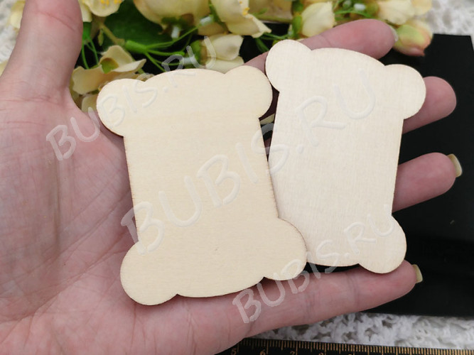 Катушка 07 деревянная ретро плоская без рисунка средняя 73*56*2,3мм св.бежевая (фанера) (упаковка и хранение)