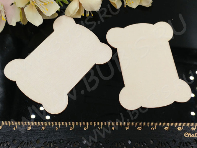 Катушка 07 деревянная ретро плоская без рисунка средняя 73*56*2,3мм св.бежевая (фанера) (упаковка и хранение)