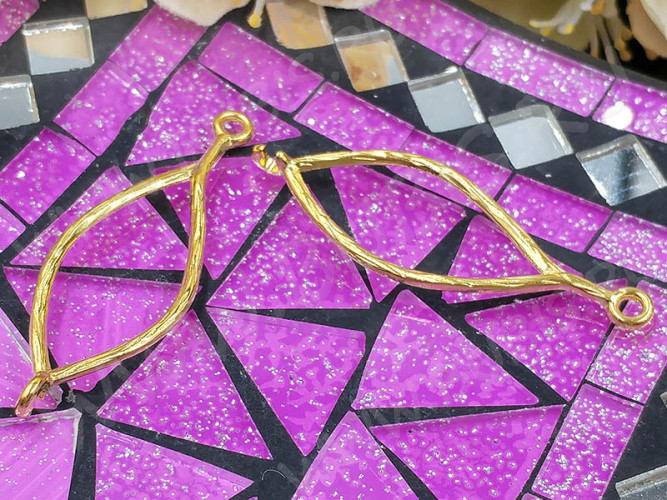 161 Коннектор Листик контур рамка 43*15,5*2,5мм золотистый (литьё)