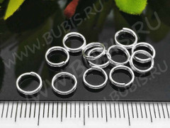 (СКИДКИ!!!) Колечки двойной крутки 6мм серебристые (Iron) (100шт.)