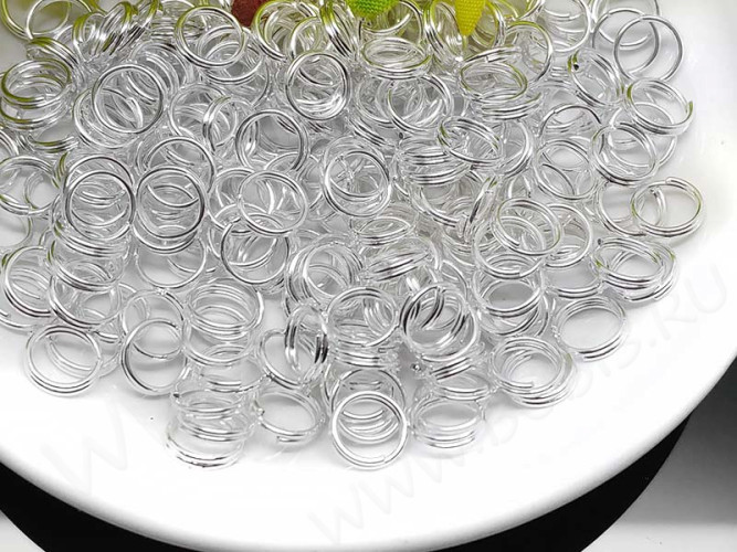 (СКИДКИ!!!) Колечки двойной крутки 6мм серебристые (Iron) (100шт.)