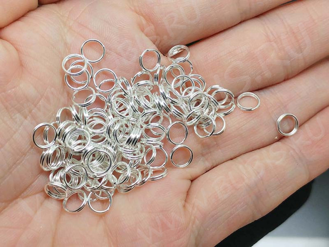 (СКИДКИ!!!) Колечки двойной крутки 6мм серебристые (Iron) (100шт.)