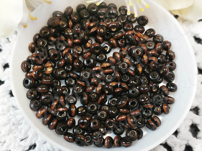 Бусина Ронделька деревянная 03 3,5*3,5*2мм тёмно-коричневая (дерево) (200шт.)