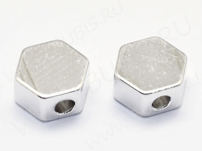Бусина 207 Шестиугольник (гексагон) 5*5*2,7мм цвет платины (LUX Китай) (Brass)
