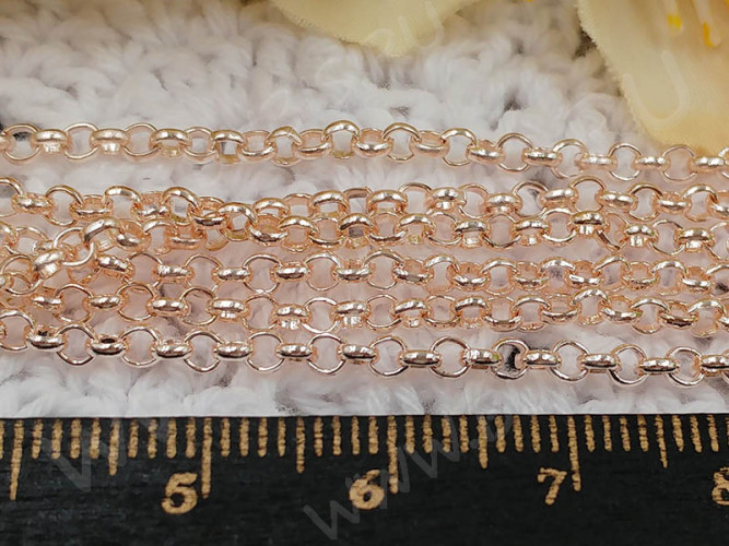 Цепочка I125 Роло "Rolo" округлое звено 2,5*2,5*0,7мм св.розовое золото (Iron) (50см)