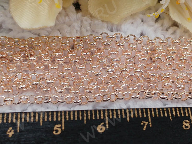 Цепочка I125 Роло "Rolo" округлое звено 2,5*2,5*0,7мм св.розовое золото (Iron) (50см)