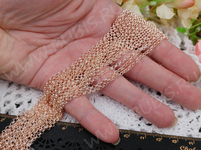 Цепочка I125 Роло "Rolo" округлое звено 2,5*2,5*0,7мм св.розовое золото (Iron) (50см)