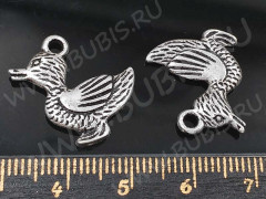 Подвеска Утка 01 3D 19*16*2,5мм античное серебро (литьё)