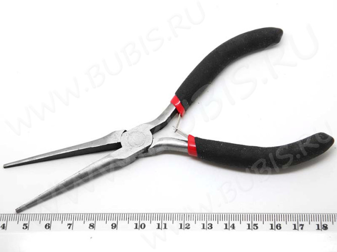 Тонкогубцы (Утконосы длинногубцы) 16 без бороздок 150мм с чёрными ручками (инструменты для бижутерии)