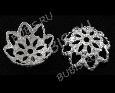 Шапочка тонкая 005 ажурная чашечка 10*10*4мм цвет платины (Brass) (имитация скани) (10шт.)