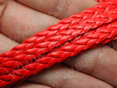 Шнур кожаный 29 кожзам плетёный плоский 5*2мм красный (1м)
