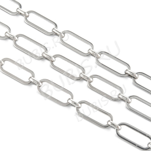 Цепочка S83 Овальные плоские звенья 16*6,5*1мм и 6*4,5*1,7мм цвет платины (Хирургическая сталь) (50см)