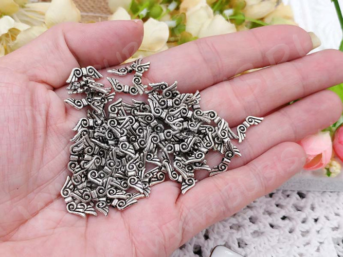 (СКИДКИ!!!) Бусина 190 Крылья 04 3D Ангелочка малые 16*5,5*2,5мм античное серебро (литьё) (10шт.)
