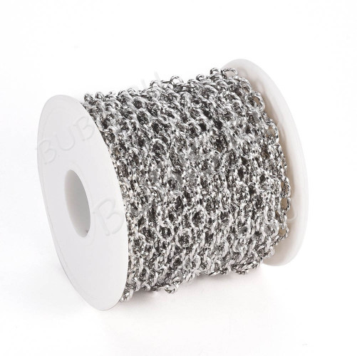 Цепочка S96 Ювелирная сталь крупная витая 8*5,5*1мм цвет платины (Хирургическая сталь) (50см)