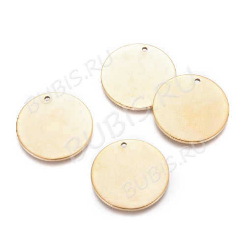 Подвеска Жетон 24-G Круг 20*1мм золотистая (Хирургическая сталь)