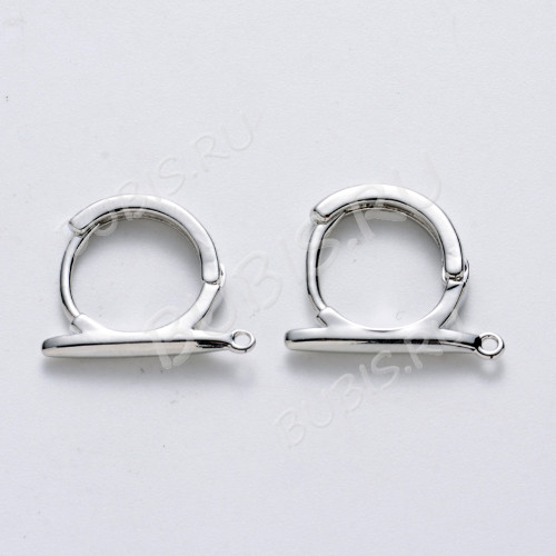 Швензы-кольца №24 с палочкой и колечком 17*14*2,5мм RPP цвет платины (LUX)(Brass)(1 пара)