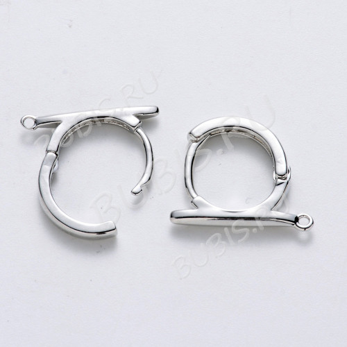 Швензы-кольца №24 с палочкой и колечком 17*14*2,5мм RPP цвет платины (LUX)(Brass)(1 пара)